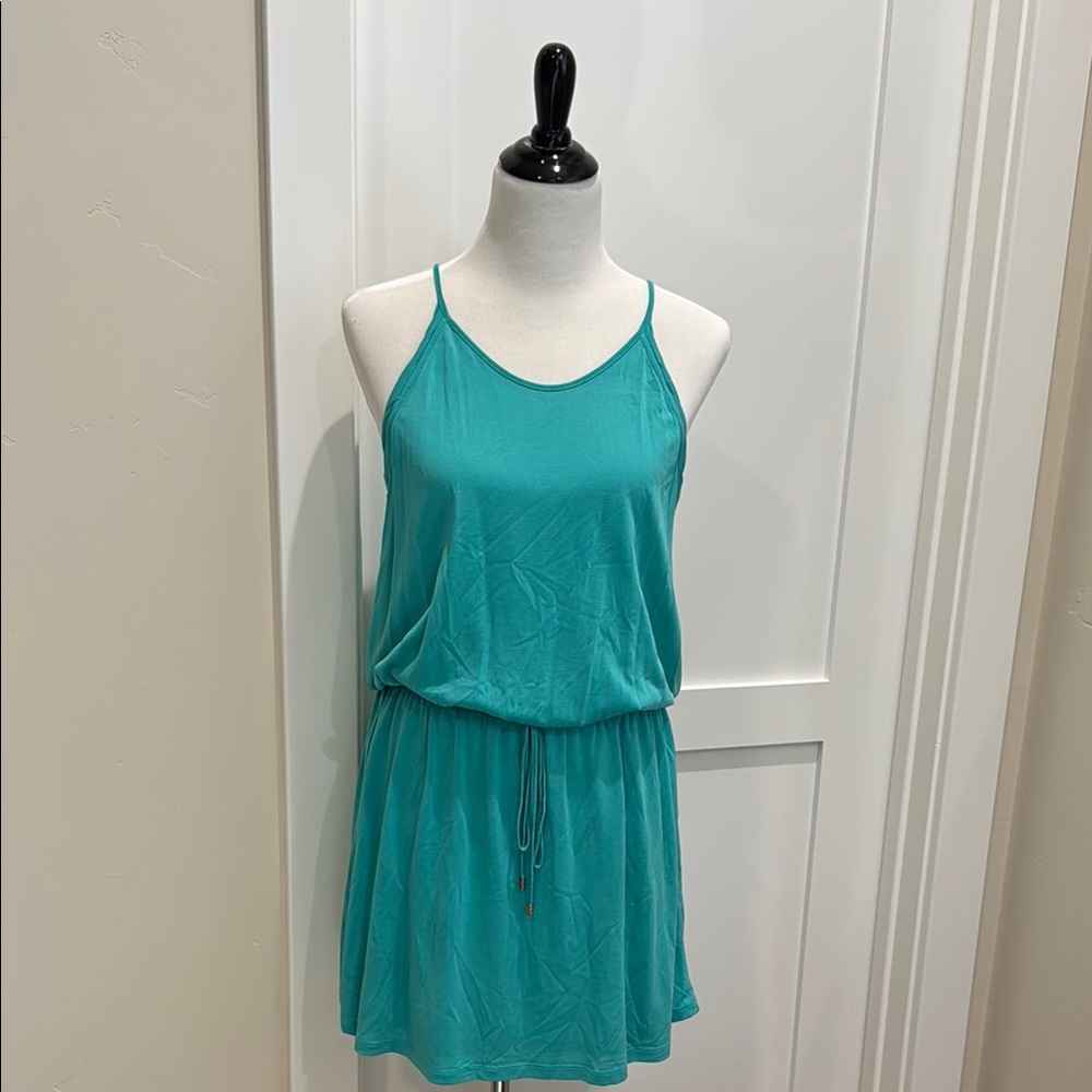 Naked Zebra Blue Mini Dress Elastic Waist Flowy